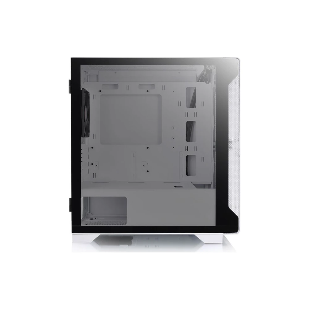 A large main feature product image of Thermaltake S100 mATX White Mid Tower Case w/ Tempered Glass Side Panel