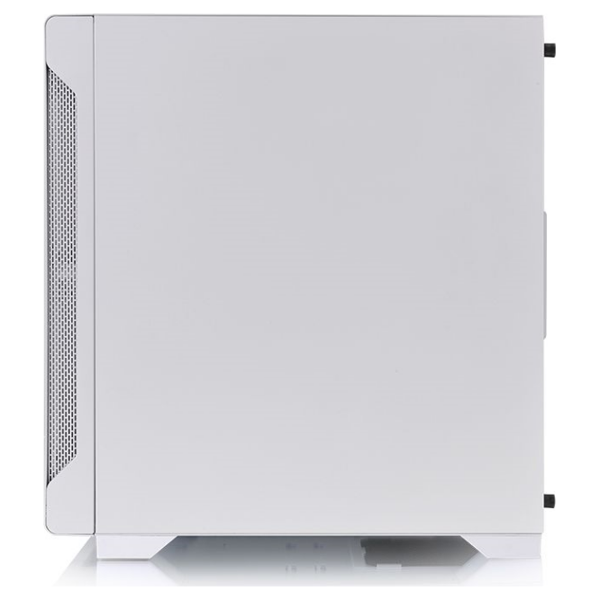 A large main feature product image of Thermaltake S100 mATX White Mid Tower Case w/ Tempered Glass Side Panel