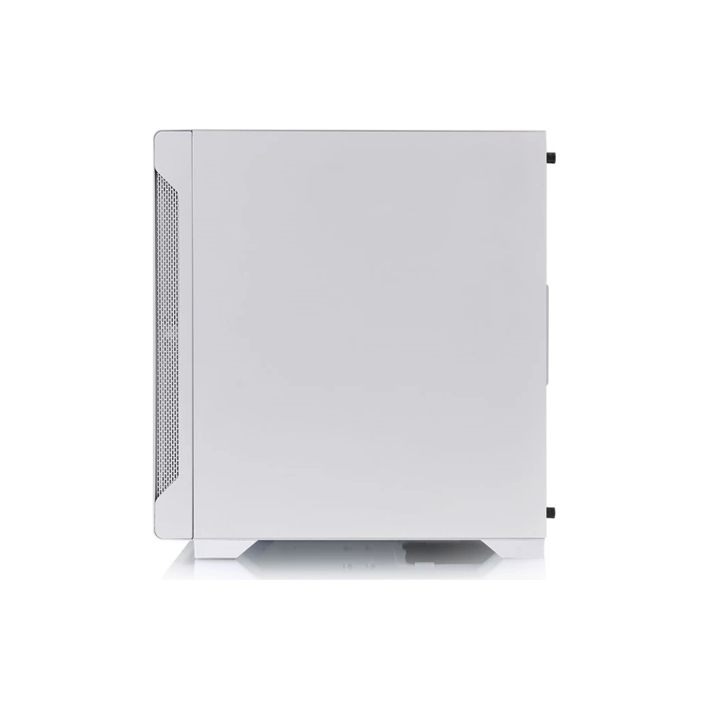A large main feature product image of Thermaltake S100 mATX White Mid Tower Case w/ Tempered Glass Side Panel