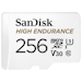 A product image of SanDisk High Endurance 256GB UHS-I MicroSDXC Card