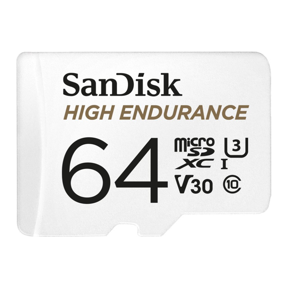 A large main feature product image of SanDisk High Endurance 64GB UHS-I MicroSDXC Card