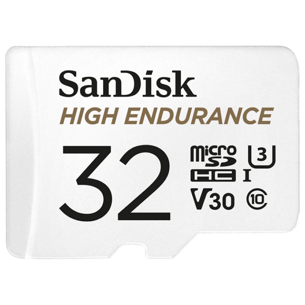 A large main feature product image of SanDisk High Endurance 32GB UHS-I MicroSDXC Card
