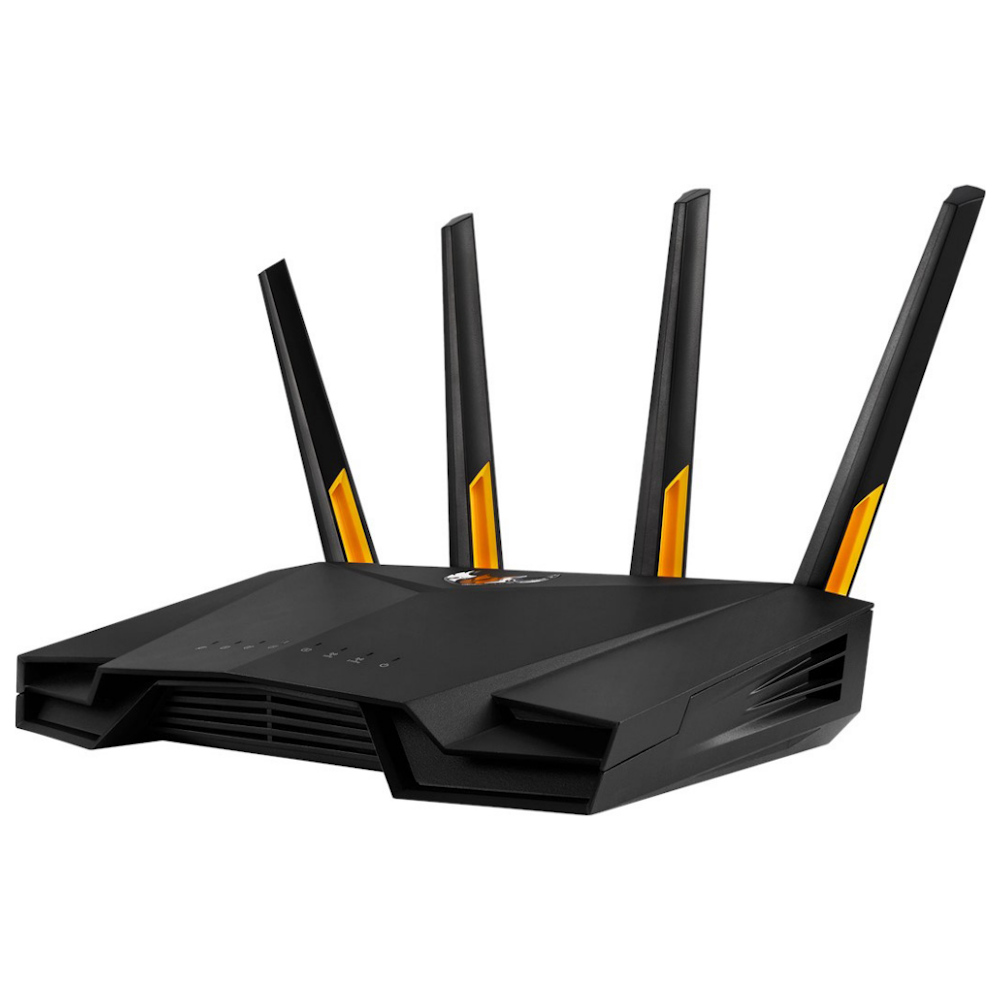 A large main feature product image of ASUS TUF Gaming AX3000 Wi-Fi 6 Dual Band Gigabit Router