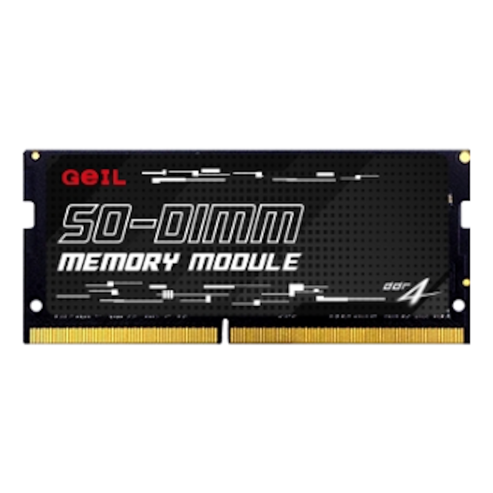 A large main feature product image of GeIL 8GB Single (1x8GB)  DDR4 SO-DIMM 1.2V C19 2666MHz - Black