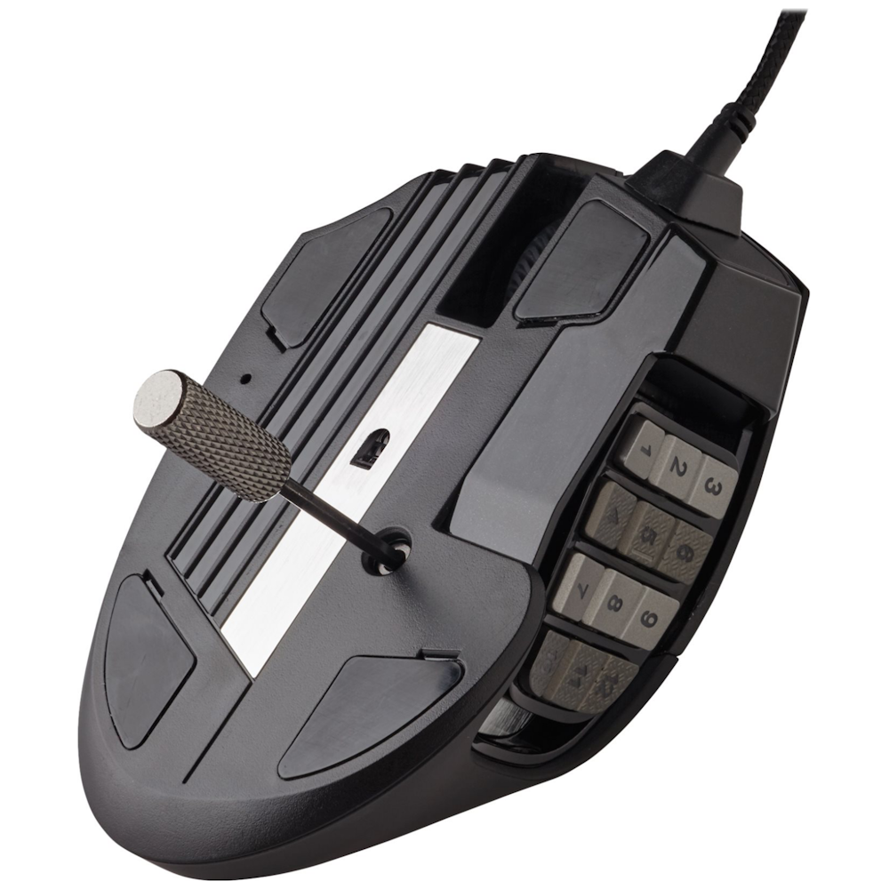 A large main feature product image of Corsair Scimitar RGB Elite Black Gaming Mouse