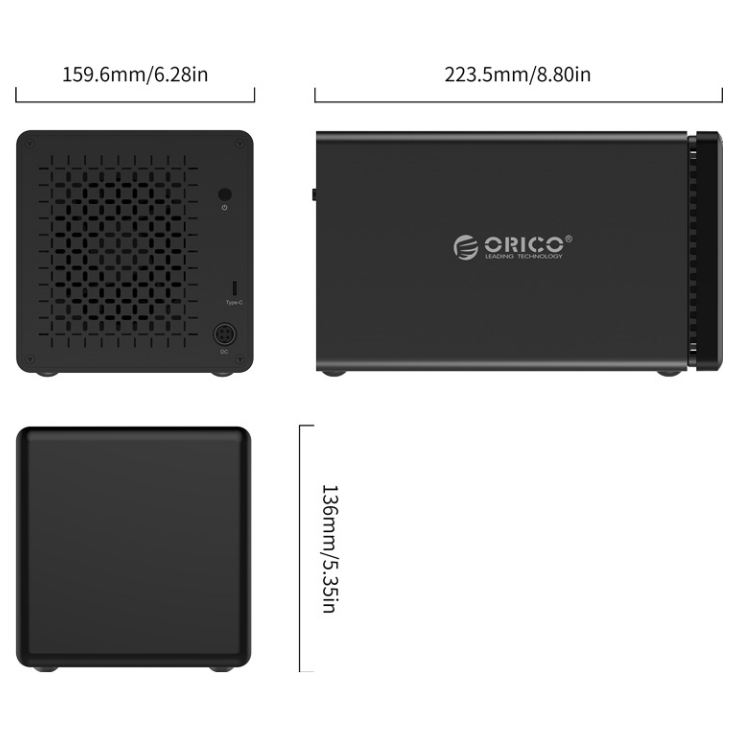 A large main feature product image of ORICO 4 Bay Type-C Hard Drive Dock with Raid