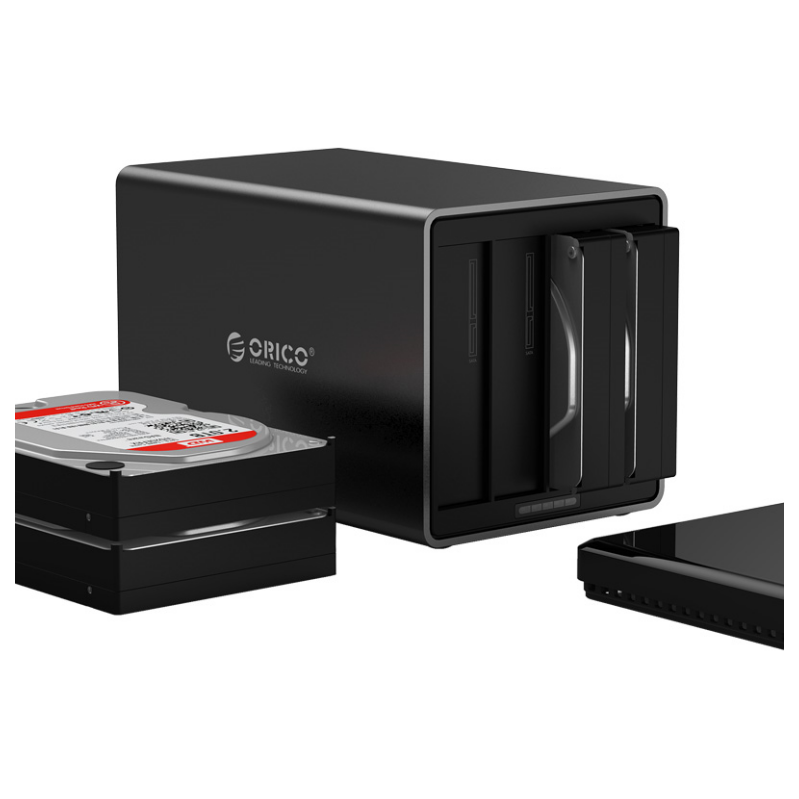 A large main feature product image of ORICO 4 Bay Type-C Hard Drive Dock with Raid