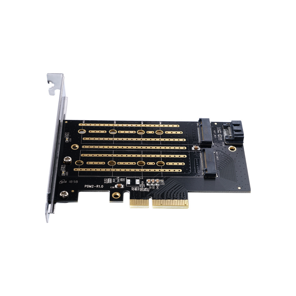 A large main feature product image of ORICO Dual M.2 NVMe to PCI-E 3.0 X4 Expansion Card