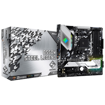Product image of ASRock B550M Steel Legend AM4 mATX Desktop Motherboard - Click for product page of ASRock B550M Steel Legend AM4 mATX Desktop Motherboard
