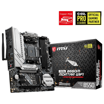 Product image of MSI MAG B550M Mortar WiFi AM4 mATX Desktop Motherboard - Click for product page of MSI MAG B550M Mortar WiFi AM4 mATX Desktop Motherboard