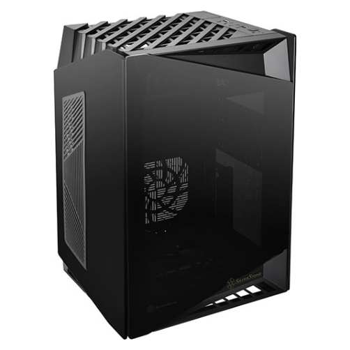A large main feature product image of SilverStone LD03B-AF mITX Case w/ Tempered Glass Side Panel