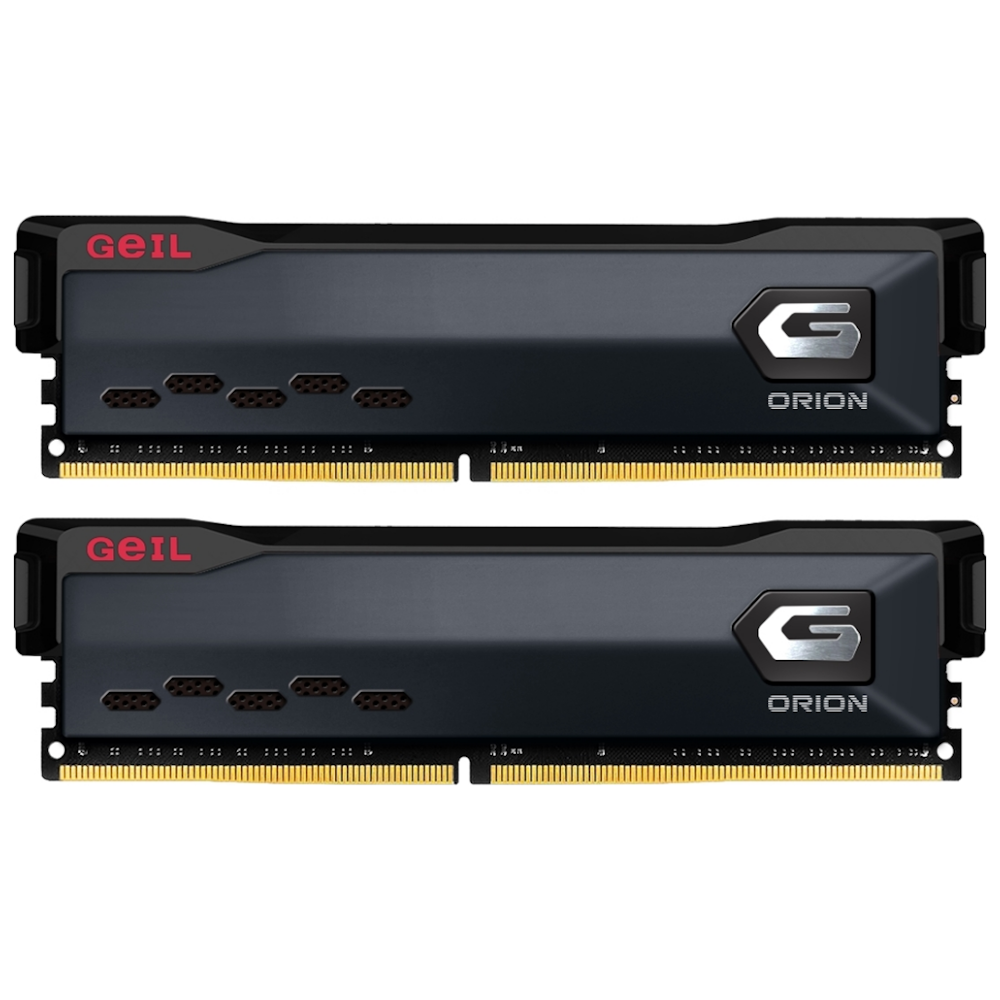 A large main feature product image of GeIL 16GB Kit (2x8GB) DDR4 Orion C16 3000MHz - Charcoal Grey