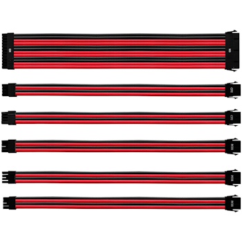Product image of Cooler Master Red/Black Sleeved ATX Extension Cable Kit - Click for product page of Cooler Master Red/Black Sleeved ATX Extension Cable Kit