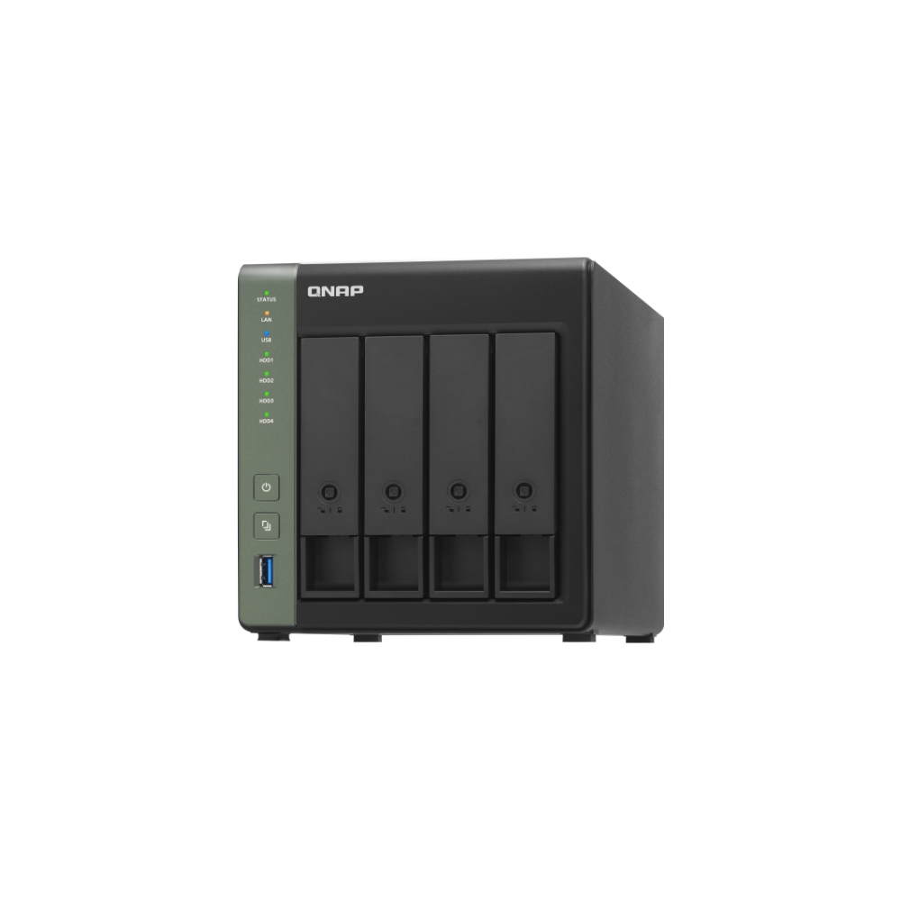 A large main feature product image of QNAP TS-431X3 1.7Ghz 4GB 4 Bay NAS Enclosure