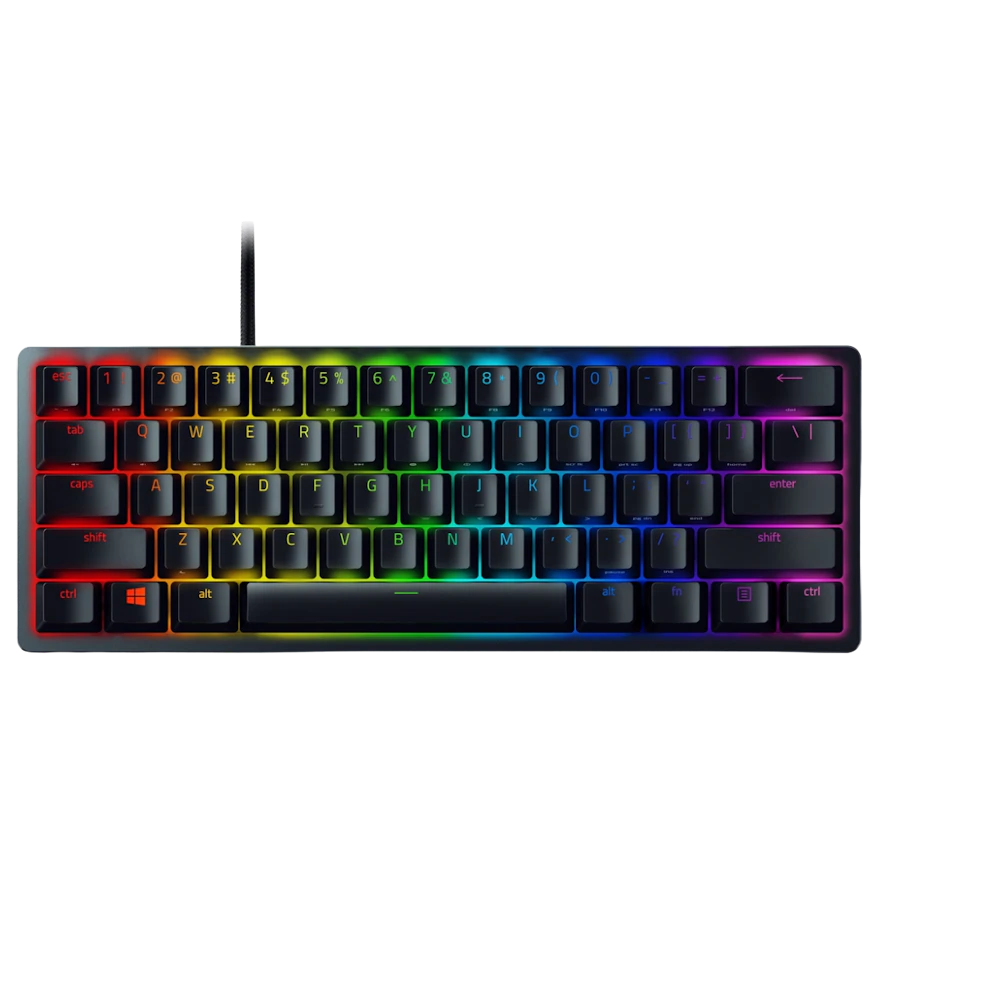 A large main feature product image of Razer Huntsman Mini - Opto-Mechanical Chroma Gaming Keyboard (Purple Switch)