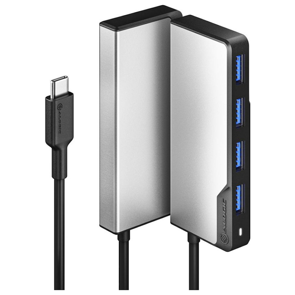 A large main feature product image of ALOGIC USB-C Fusion SWIFT 4-in-1 Hub