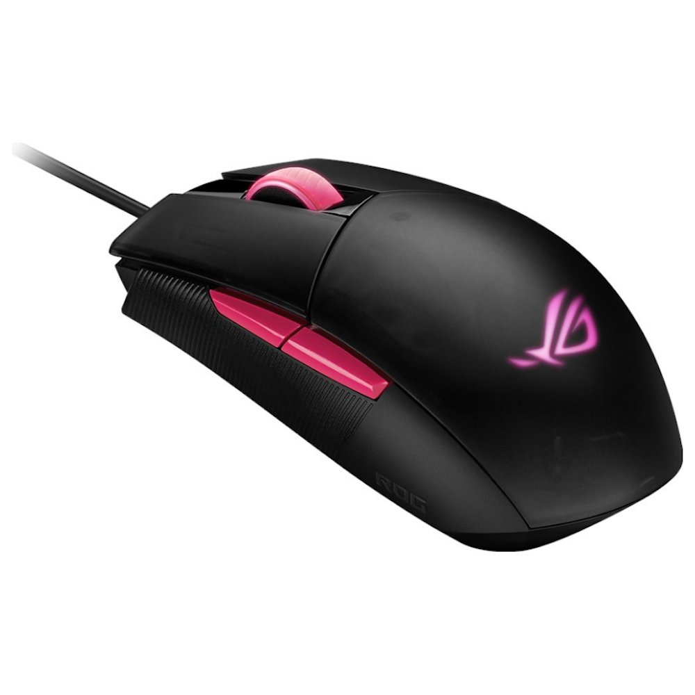 A large main feature product image of ASUS ROG Strix Impact II Ambidextrous Lightweight Gaming Mouse - Electro Punk