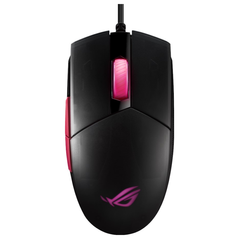 A large main feature product image of ASUS ROG Strix Impact II Ambidextrous Lightweight Gaming Mouse - Electro Punk