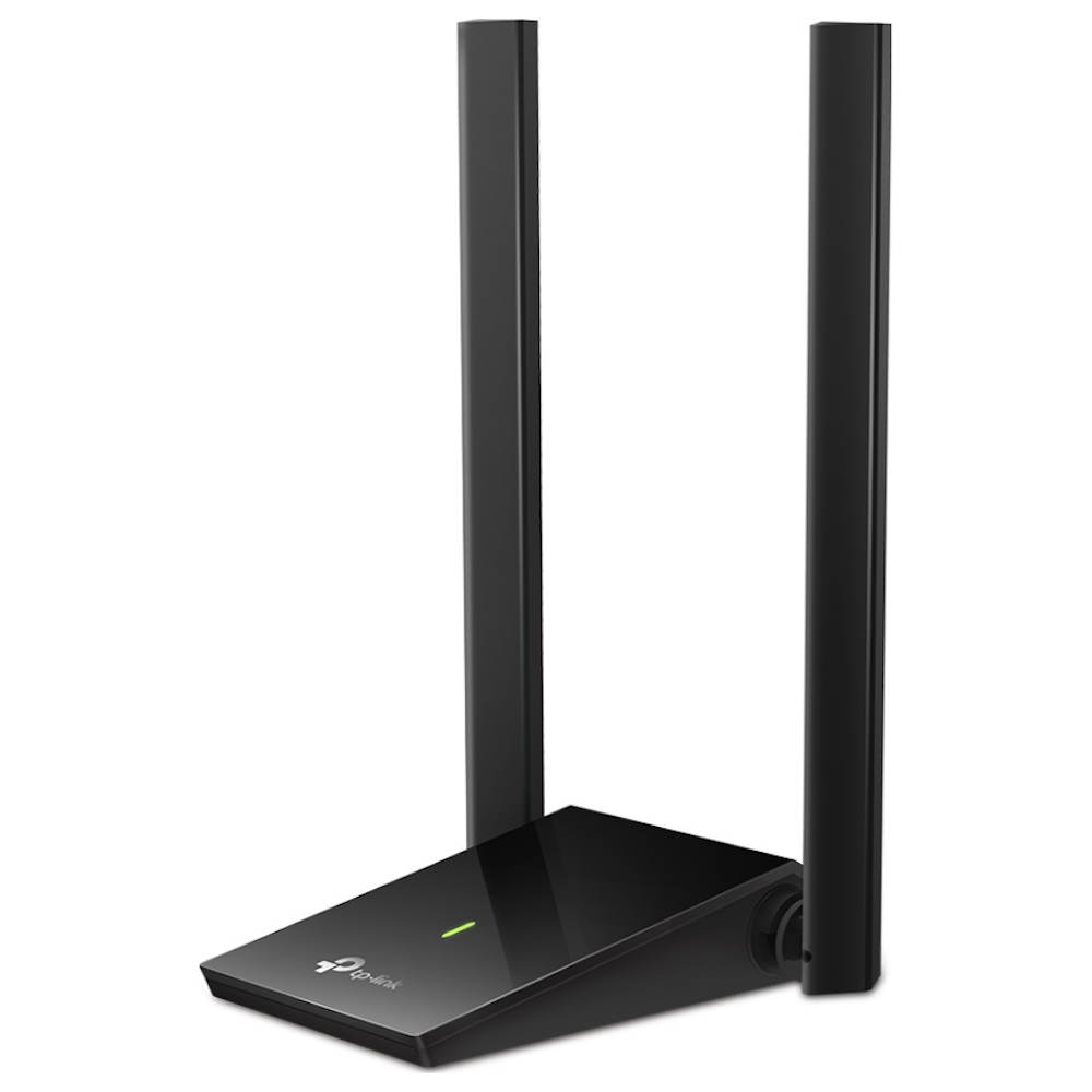 A large main feature product image of TP-Link Archer T4U Plus - AC1300 High Gain Dual-Antenna Wi-Fi 5 USB Adapter