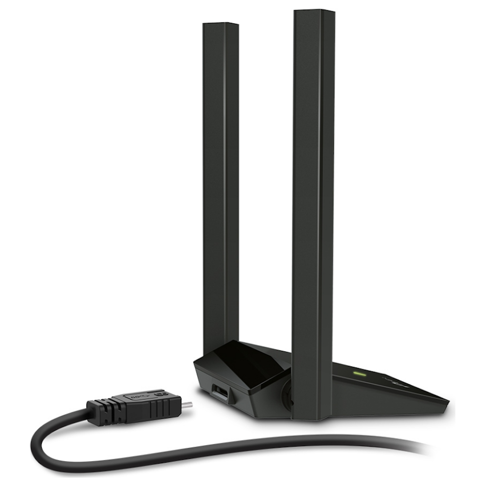 A large main feature product image of TP-Link Archer T4U Plus - AC1300 High Gain Dual-Antenna Wi-Fi 5 USB Adapter