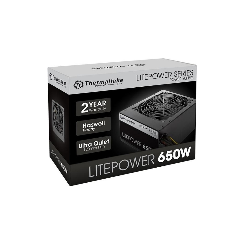 A large main feature product image of Thermaltake Litepower GEN2 - 650W White ATX PSU