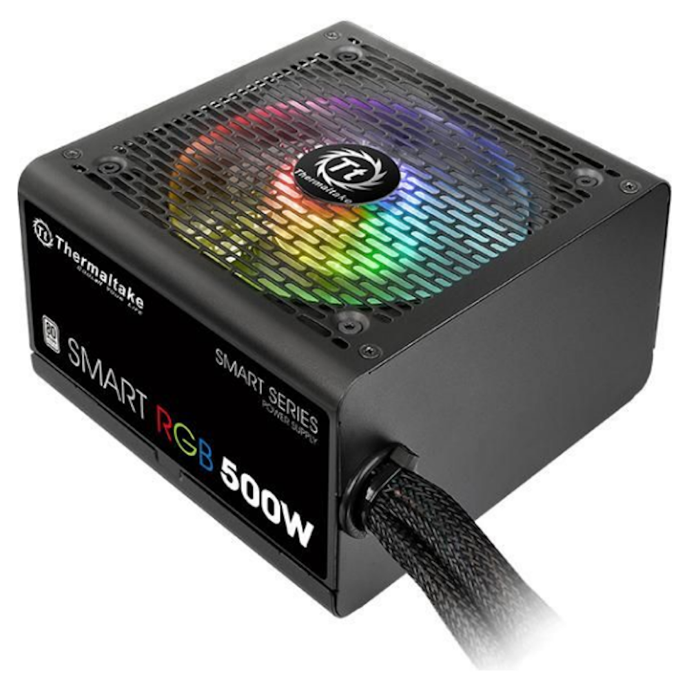 A large main feature product image of Thermaltake Smart RGB - 500W White ATX PSU