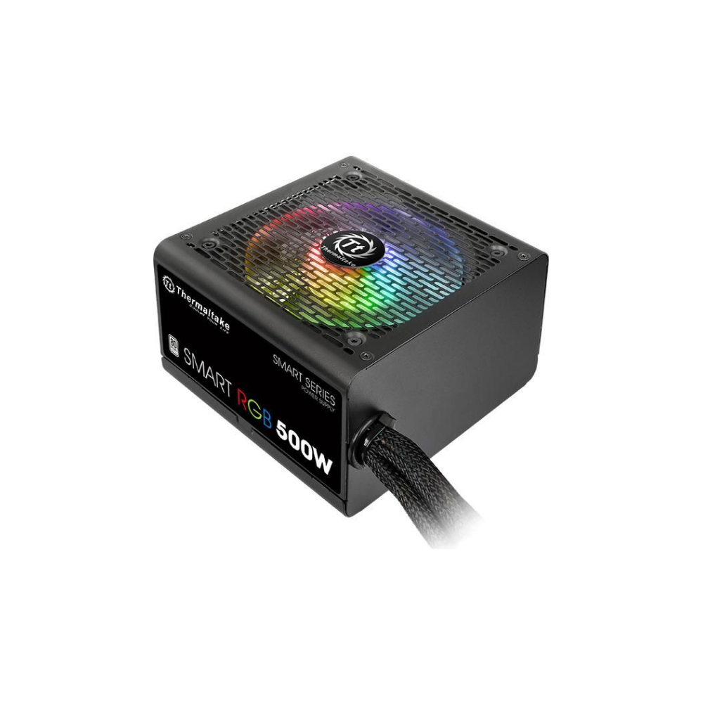 A large main feature product image of Thermaltake Smart RGB 500W White ATX PSU