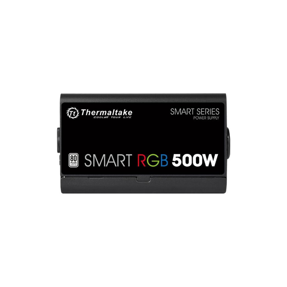 A large main feature product image of Thermaltake Smart RGB 500W White ATX PSU