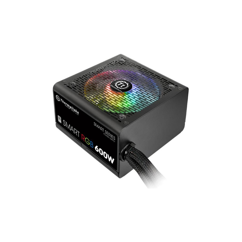 A large main feature product image of Thermaltake Smart RGB - 600W White ATX PSU