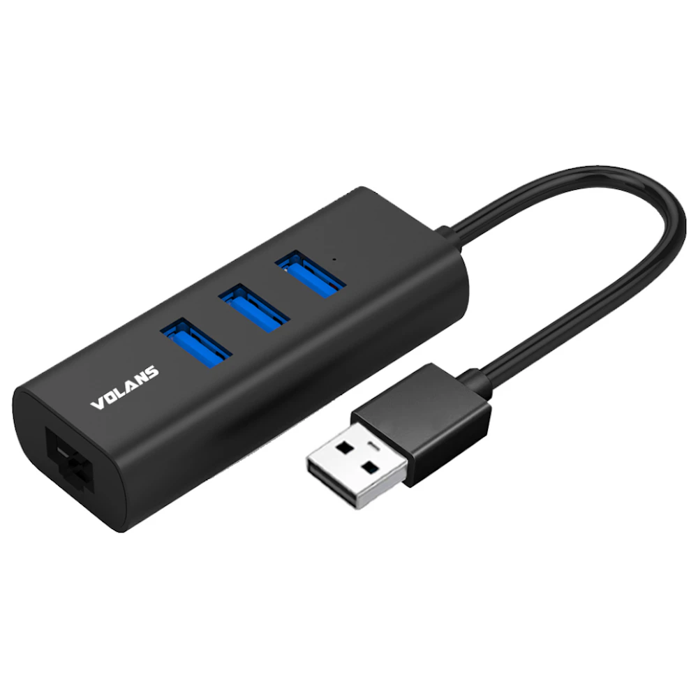Volans Aluminium 3 Port USB3.0 Hub + RJ45 Gigabit Ethernet Adapter