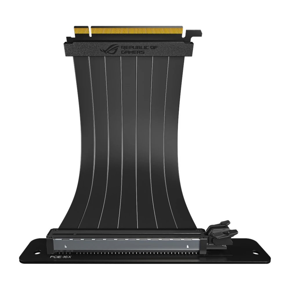 A large main feature product image of ASUS ROG Strix PCI Express 3.0 x16 Riser Cable