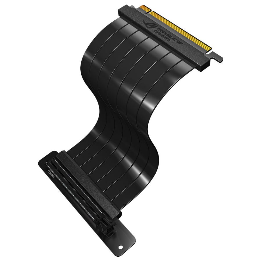 A large main feature product image of ASUS ROG Strix PCI Express 3.0 x16 Riser Cable