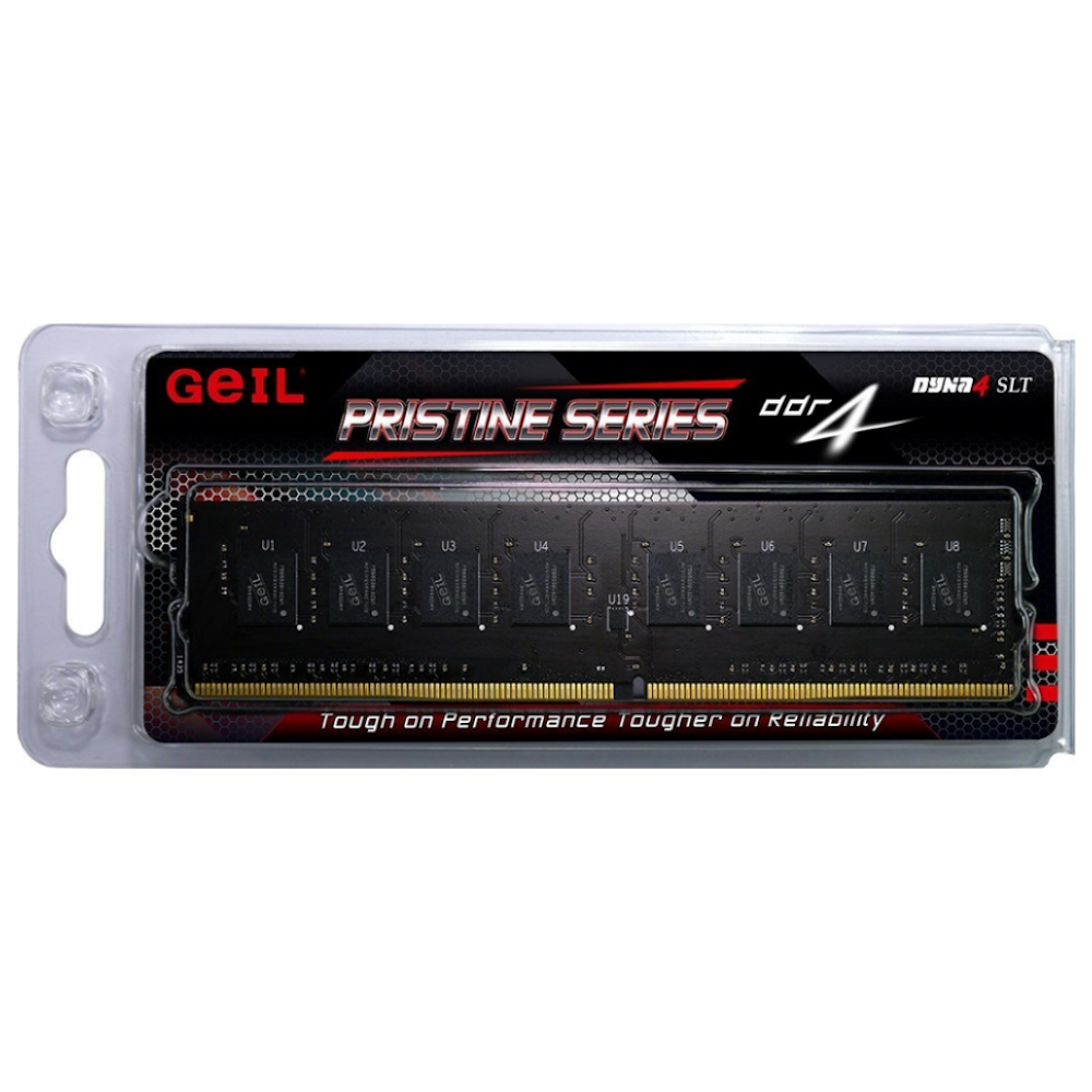 A large main feature product image of GeIL 8GB Single (1x8GB) DDR4 Pristine C19 2666MHz - Black