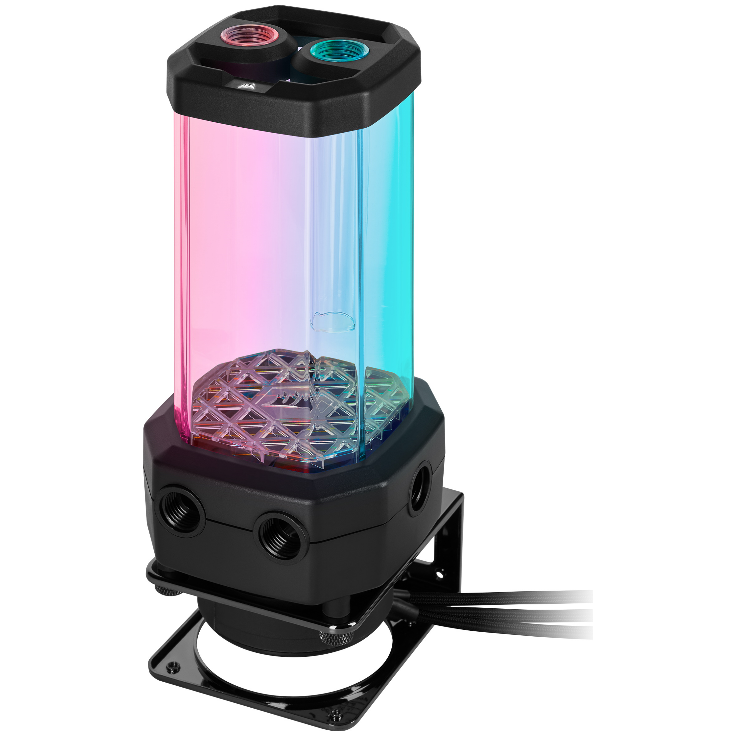 A large main feature product image of Corsair Hydro X Series XD5 RGB Pump/Reservoir Combo — Black
