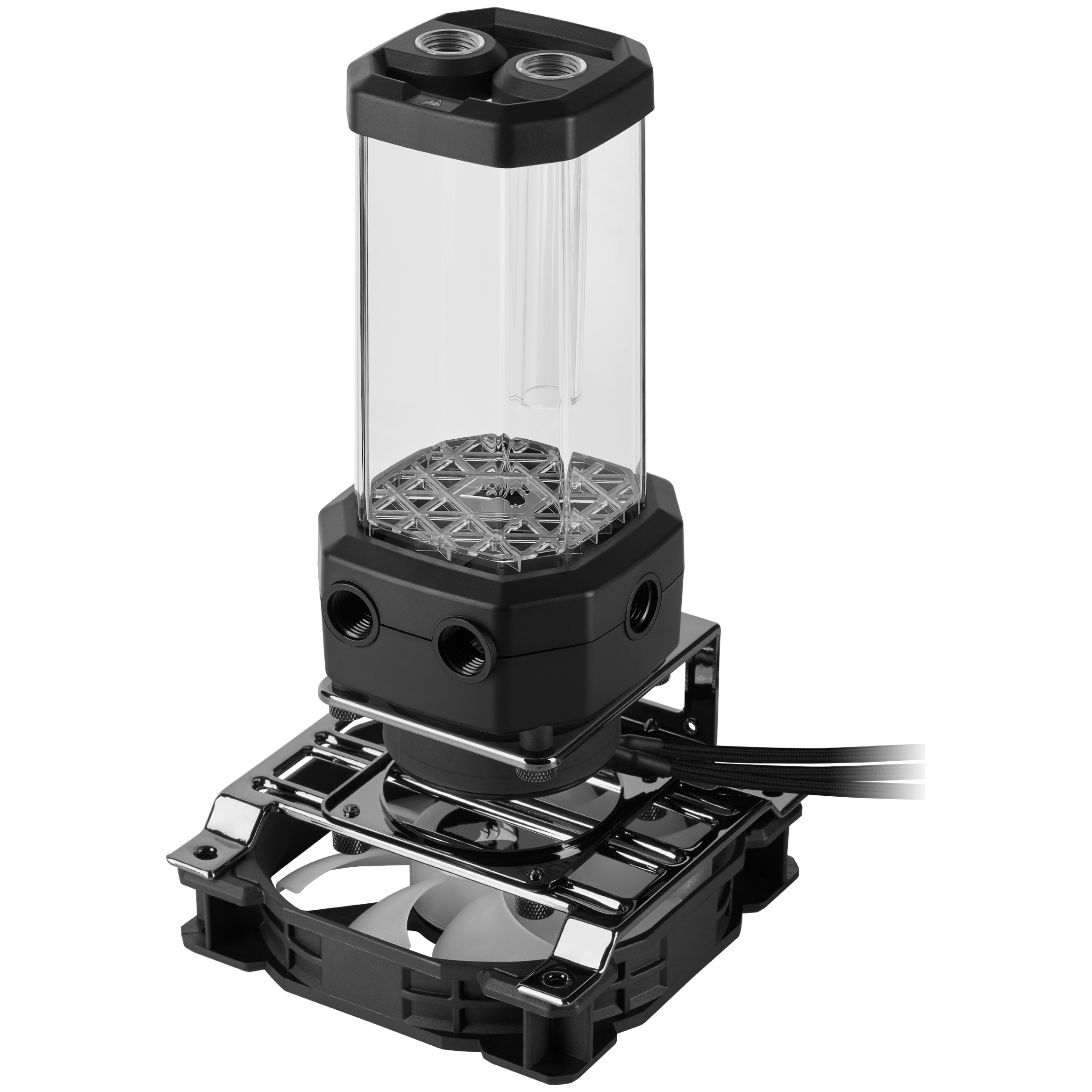 A large main feature product image of Corsair Hydro X Series XD5 RGB Pump/Reservoir Combo — Black