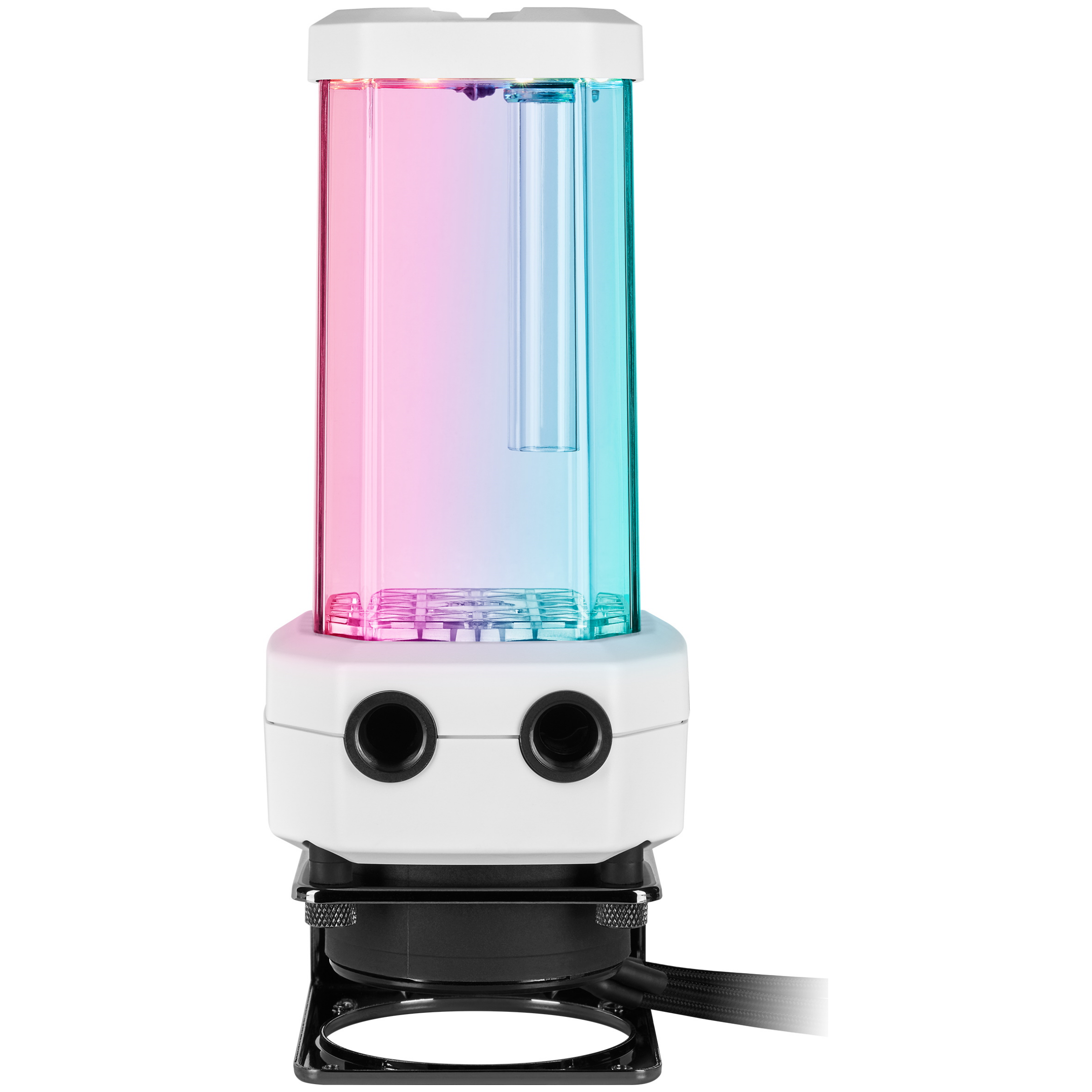 A large main feature product image of Corsair Hydro X Series XD5 RGB Pump/Reservoir Combo — White