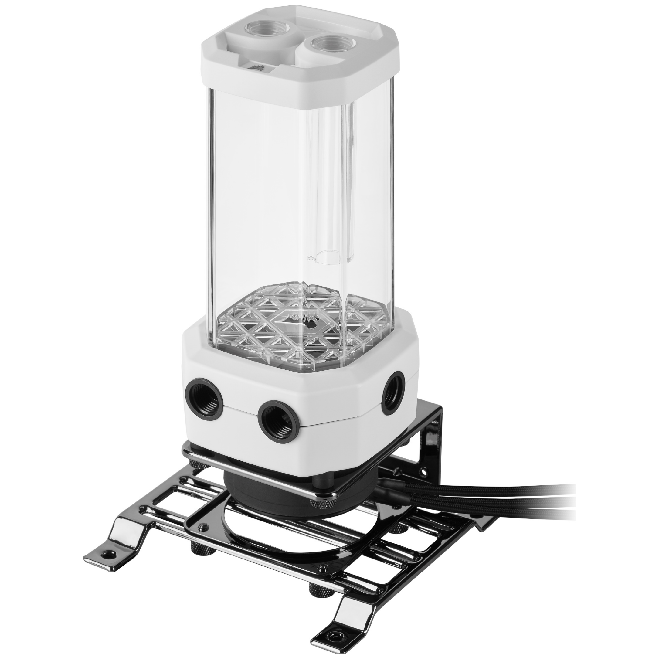 A large main feature product image of Corsair Hydro X Series XD5 RGB Pump/Reservoir Combo — White