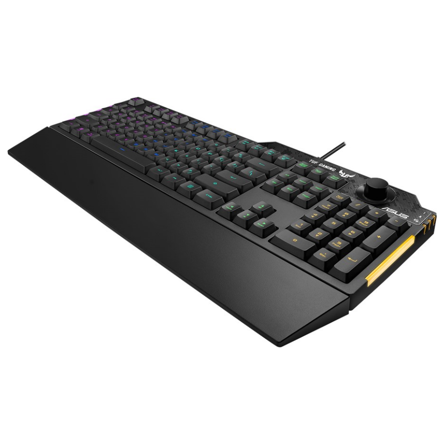 A large main feature product image of ASUS TUF Gaming K1 RGB Gaming Keyboard