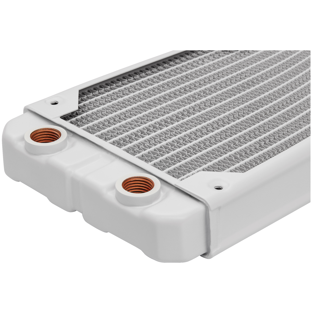 A large main feature product image of Corsair Hydro X Series XR5 240 x 30mm Water Cooling Radiator (White)