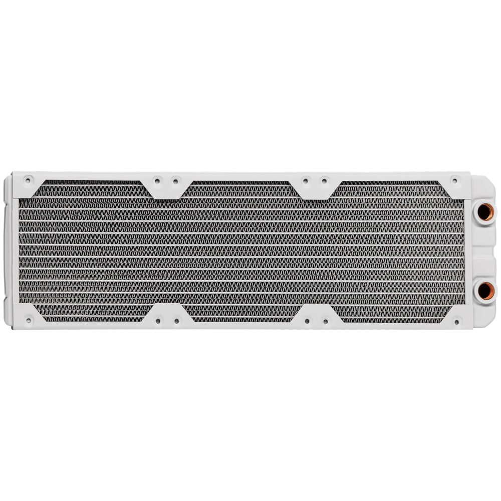 A large main feature product image of Corsair Hydro X Series XR5 360mm Water Cooling Radiator — White