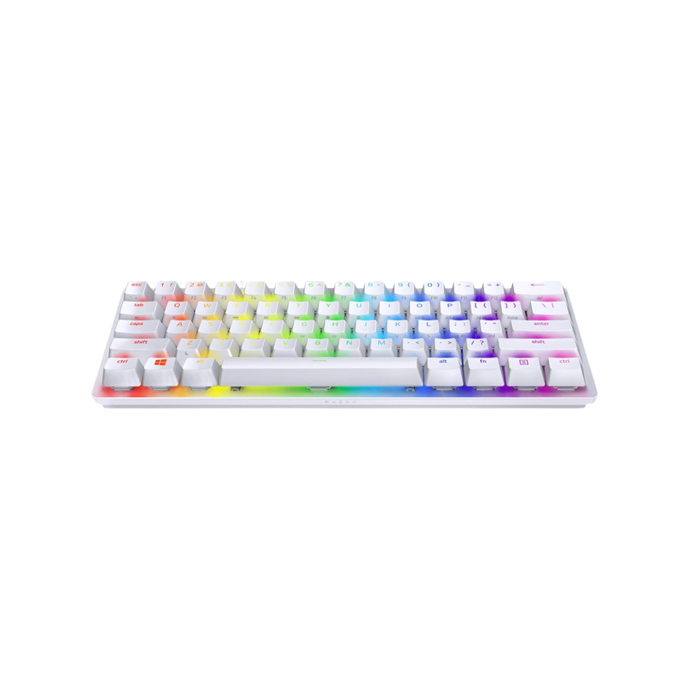 A large main feature product image of Razer Huntsman Mini - Opto-Mechanical Chroma Gaming Keyboard (Purple Switch, Mercury White)