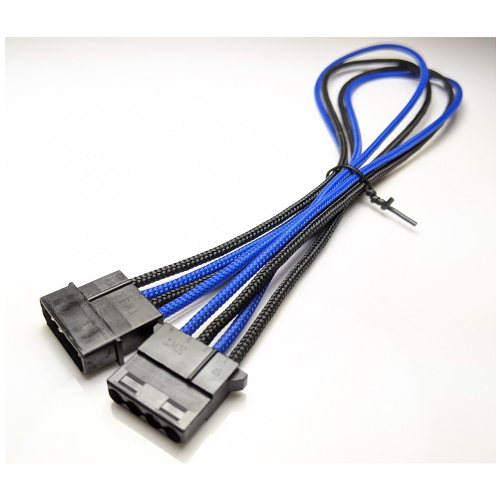 A large main feature product image of GamerChief Molex Power 45cm Sleeved Extension Cable (Black/Blue)