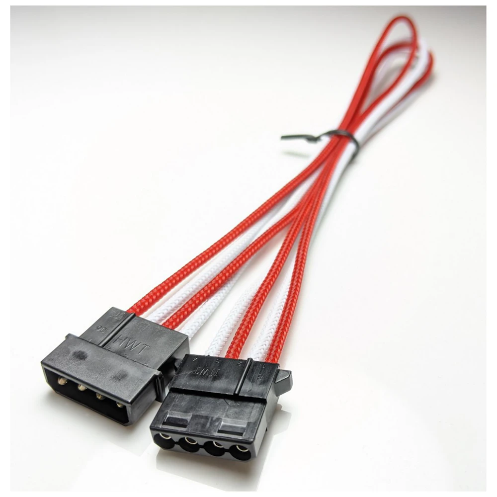 GamerChief Molex Power 45cm Sleeved Extension Cable (White/Red)