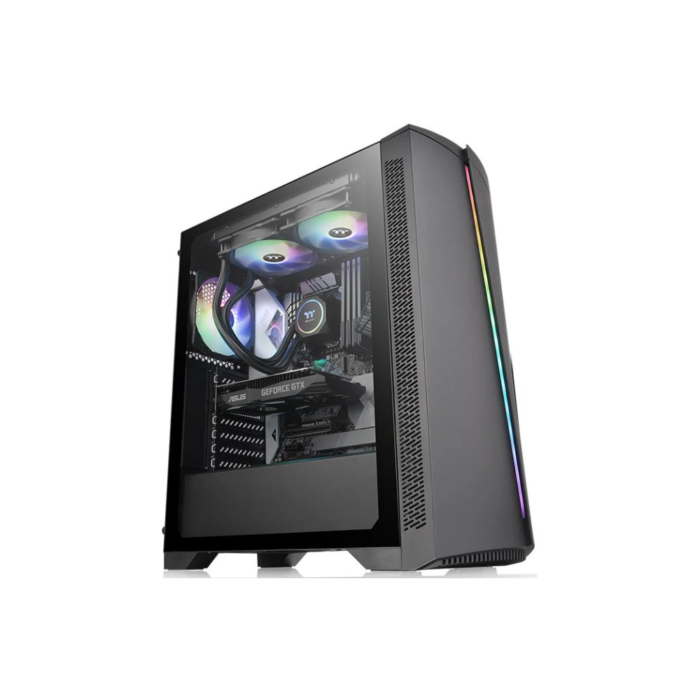 A large main feature product image of Thermaltake H350 Tempered Glass RGB Mid Tower Case