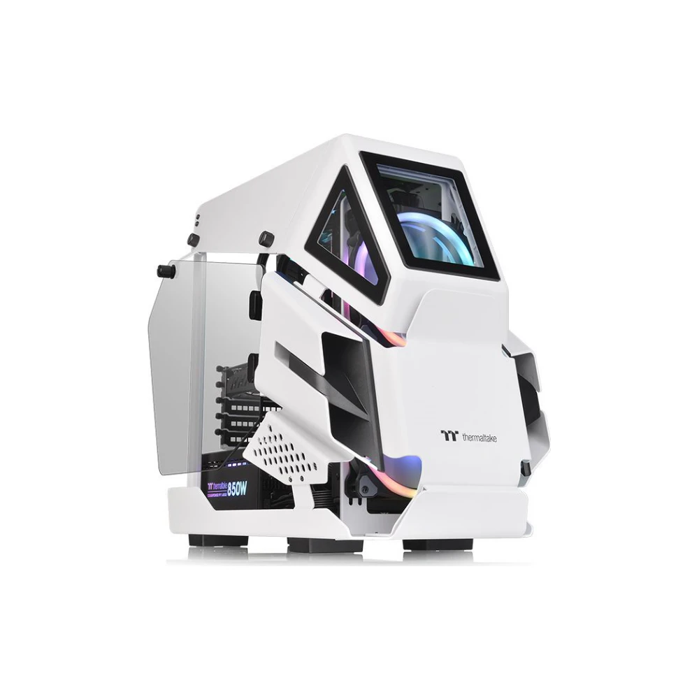 A large main feature product image of Thermaltake AH T200 Tempered Glass Micro Case Snow Edition