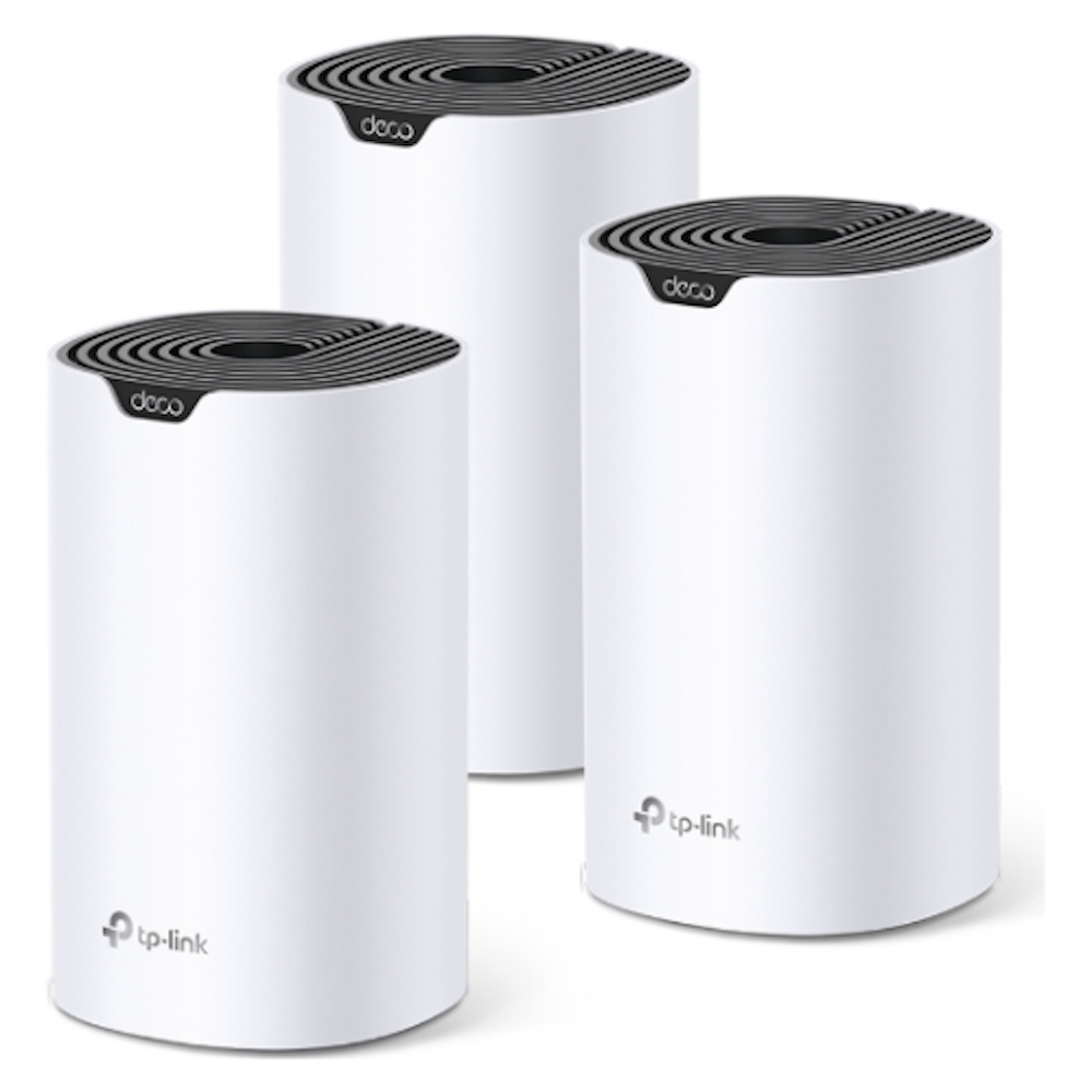 A large main feature product image of TP-Link Deco S4 - AC1200 Wi-Fi 5 Mesh System (3 Pack)