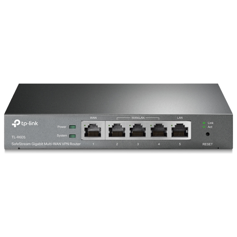 A large main feature product image of TP-Link SafeStream ER605 - Gigabit Multi-WAN VPN Router