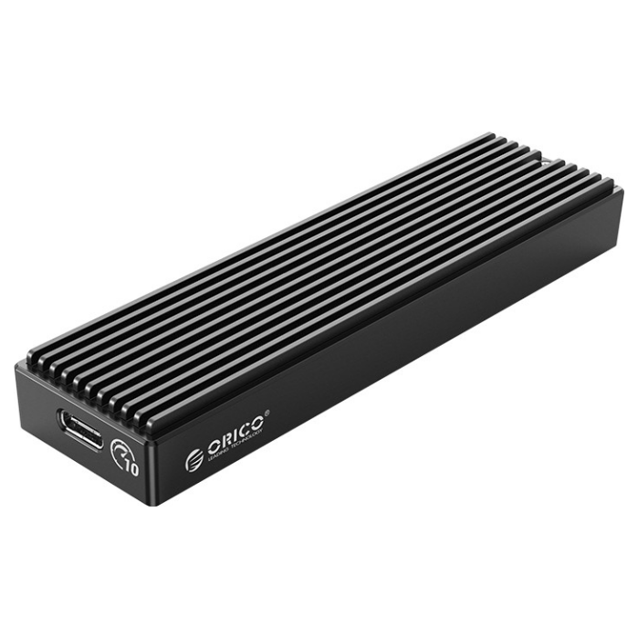 A large main feature product image of ORICO Aluminum M.2 NVMe USB3.1 Gen2 SSD Enclosure