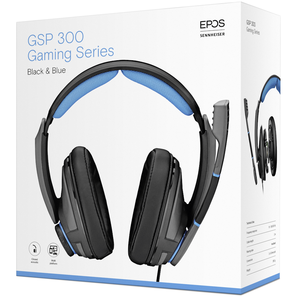 A large main feature product image of EPOS Gaming GSP 300 Closed-Back Gaming Headset