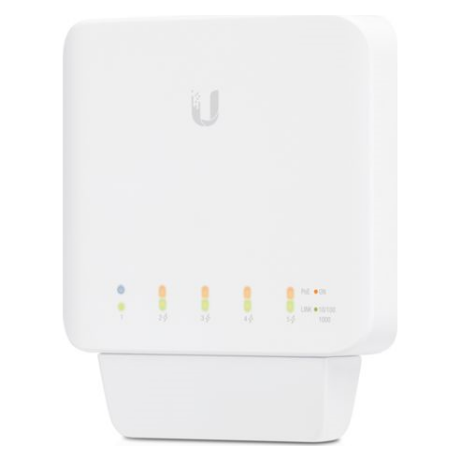A large main feature product image of Ubiquiti USW Flex 5-Port 1GbE Layer 2 PoE Switch (3-Pack)